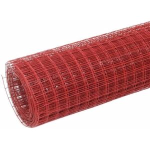 vidaXL Chicken Wire Fence Steel with PVC Coating 10x1 m Red - Chicken Wire Fence vidaXL Chicken Wire Fence Steel with PVC Coating 10x1 m Red - Chicken Wire Fence