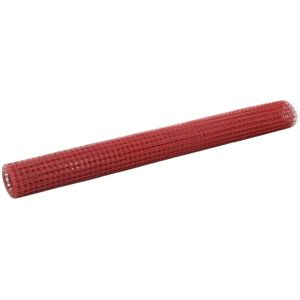 vidaXL Chicken Wire Fence Steel with PVC Coating - 10x1.5 m Red vidaXL Chicken Wire Fence Steel with PVC Coating - 10x1.5 m Red