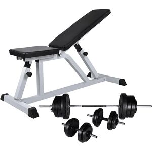 vidaXL Workout Bench with Barbell and Dumbbell Set 60.5kg - Workout Bench vidaXL Workout Bench with Barbell and Dumbbell Set 60.5kg - Workout Bench