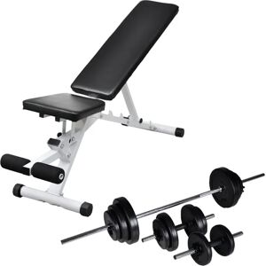 Banco de treino vidaXL com conjunto de barra e halteres - Ajustável Banco de treino vidaXL com conjunto de barra e halteres - Ajustável