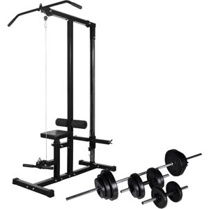 vidaXL Power Tower with Barbell and Dumbbell Set - 30.5kg - Power Tower with Barbell and Dumbbell Set vidaXL Power Tower with Barbell and Dumbbell Set - 30.5kg - Power Tower with Barbell and Dumbbell Set