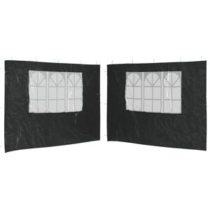 vidaXL Garden Furniture Set Party Tent Sidewall 2 pcs with Window PE Anthracite vidaXL Garden Furniture Set Party Tent Sidewall 2 pcs with Window PE Anthracite