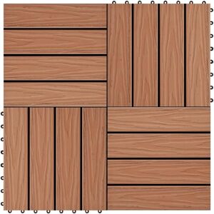 vidaXL Deep Embossed WPC Patio Tiles - 11 pcs, 30x30cm, Light Brown - Patio Tiles vidaXL Deep Embossed WPC Patio Tiles - 11 pcs, 30x30cm, Light Brown - Patio Tiles