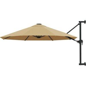 vidaXL Wall-Mounted Parasol with Metal Pole 300cm Taupe - Wall-Mounted Parasol vidaXL Wall-Mounted Parasol with Metal Pole 300cm Taupe - Wall-Mounted Parasol