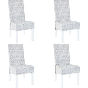 vidaXL 4x Dining Chairs Kubu Rattan and Mango Wood Light Brown - Dining Chairs vidaXL 4x Dining Chairs Kubu Rattan and Mango Wood Light Brown - Dining Chairs