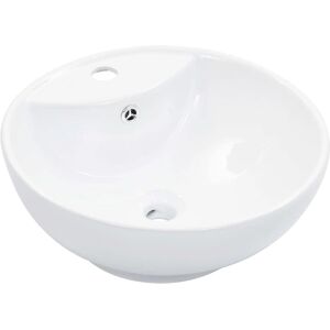 vidaXL Wash Basin with Overflow 46.5x18cm Ceramic White - Wash Basin vidaXL Wash Basin with Overflow 46.5x18cm Ceramic White - Wash Basin