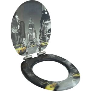 vidaXL Toilet Seat with Soft Close Lid MDF New York Design - Toilet Seat vidaXL Toilet Seat with Soft Close Lid MDF New York Design - Toilet Seat