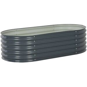 vidaXL Garden Raised Bed 160x80x44 cm Galvanized Steel Grey - Garden Raised Bed vidaXL Garden Raised Bed 160x80x44 cm Galvanized Steel Grey - Garden Raised Bed