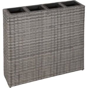 vidaXL Jardin Lits de Jardin avec 4 Pots en Polyrattan Gris - Lits de Jardin - Publicité vidaXL Jardin Lits de Jardin avec 4 Pots en Polyrattan Gris - Lits de Jardin - Publicité