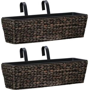 vidaXL Flower Box 2 Pcs Water Hyacinth Brown - Flower Box vidaXL Flower Box 2 Pcs Water Hyacinth Brown - Flower Box