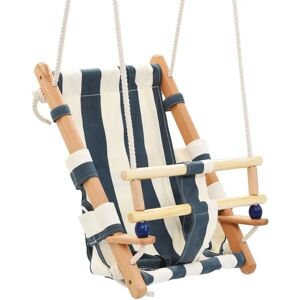 vidaXL Baby swing with safety belt cotton wood blue vidaXL Baby swing with safety belt cotton wood blue