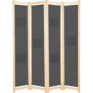 vidaXL 4-Panel Grey Room Divider 160x170cm Fabric Privacy Screen Partition vidaXL 4-Panel Grey Room Divider 160x170cm Fabric Privacy Screen Partition
