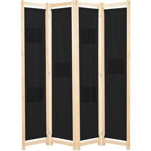 vidaXL 4-Panel Room Divider Black 160x170cm Fabric Privacy Screen Partition - Room Divider vidaXL 4-Panel Room Divider Black 160x170cm Fabric Privacy Screen Partition - Room Divider