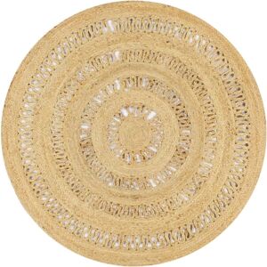 vidaXL Handmade Rug Braided Jute 120cm Home Area Floor Protective Carpet Mat - Rug vidaXL Handmade Rug Braided Jute 120cm Home Area Floor Protective Carpet Mat - Rug