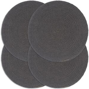 vidaXL 4 Sottopiatti Grigio Scuro 38cm Cotone - Sottopiatti vidaXL 4 Sottopiatti Grigio Scuro 38cm Cotone - Sottopiatti