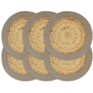 vidaXL Placemats 6 pcs Natural Grey Jute Cotton - Placemat vidaXL Placemats 6 pcs Natural Grey Jute Cotton - Placemat
