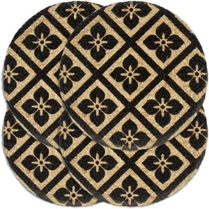 vidaXL 4 pcs Black Round Jute Placemat - Placemat vidaXL 4 pcs Black Round Jute Placemat - Placemat