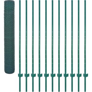 vidaXL Drahtzaun mit Pfosten Stahl 25x2 m Grün - Zaun vidaXL Drahtzaun mit Pfosten Stahl 25x2 m Grün - Zaun