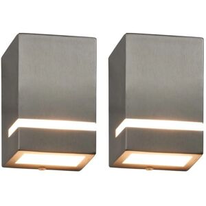 vidaXL 2x Outdoor Wall Lights 35W Silver Rectangular Garden Lighting Lamp vidaXL 2x Outdoor Wall Lights 35W Silver Rectangular Garden Lighting Lamp