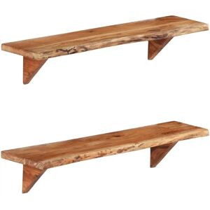 vidaXL Wall Shelves - 2 pcs - Solid Acacia Wood - Wall Shelves vidaXL Wall Shelves - 2 pcs - Solid Acacia Wood - Wall Shelves