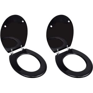 vidaXL Toilet Seats with Lids 2 pcs MDF Black - Toilet Seat vidaXL Toilet Seats with Lids 2 pcs MDF Black - Toilet Seat