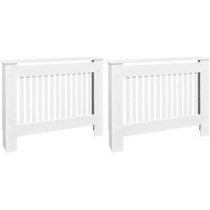 vidaXL 2x Radiator Covers White MDF 112cm Heating Shelf Cabinet Accessory vidaXL 2x Radiator Covers White MDF 112cm Heating Shelf Cabinet Accessory