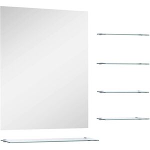vidaXL Wall Mirror with 5 Shelves Silver 50x60cm Bathroom Makeup Vanity Decor vidaXL Wall Mirror with 5 Shelves Silver 50x60cm Bathroom Makeup Vanity Decor