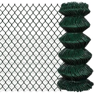 vidaXL Garden Green Chain Link Fence 15m PVC Coated Mesh Barrier vidaXL Garden Green Chain Link Fence 15m PVC Coated Mesh Barrier