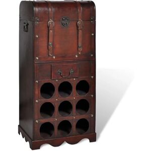 vidaXL Wooden Wine Rack - 9 Bottles Storage with Chest & Drawer vidaXL Wooden Wine Rack - 9 Bottles Storage with Chest & Drawer