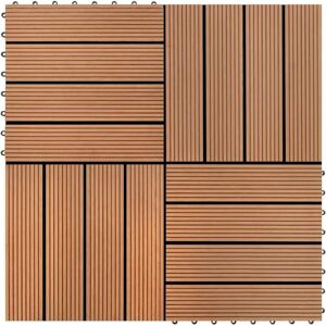 vidaXL WPC Tiles 30x30cm 11pcs Brown Water Resistant Outdoor Floor Tiles vidaXL WPC Tiles 30x30cm 11pcs Brown Water Resistant Outdoor Floor Tiles