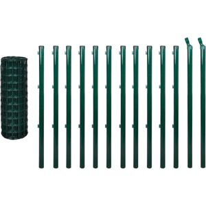 vidaXL Euro Fence Set 25x1.5m Steel Green with Post - Fence vidaXL Euro Fence Set 25x1.5m Steel Green with Post - Fence