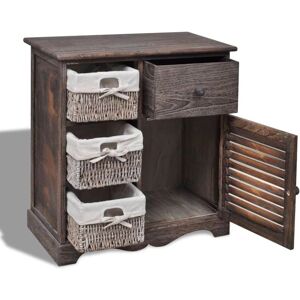 vidaXL Wooden Cabinet 3 Left Weaving Baskets Brown - Storage Organizer vidaXL Wooden Cabinet 3 Left Weaving Baskets Brown - Storage Organizer