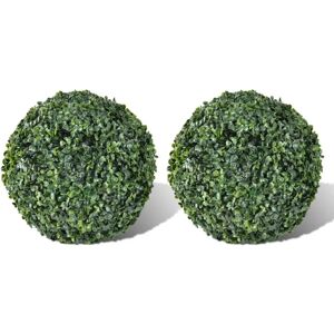 vidaXL 2x Boxwood Ball 27cm Artificial Leaf Topiary - Artificial Plants vidaXL 2x Boxwood Ball 27cm Artificial Leaf Topiary - Artificial Plants