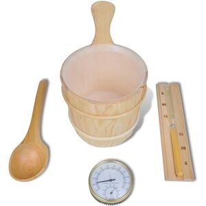 vidaXL Sauna Accessories - 5 pcs. Bucket, Spoon, Hourglass, Thermo-Hygrometer vidaXL Sauna Accessories - 5 pcs. Bucket, Spoon, Hourglass, Thermo-Hygrometer
