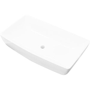 vidaXL White Rectangular Ceramic Bathroom Sink - 71x39cm vidaXL White Rectangular Ceramic Bathroom Sink - 71x39cm