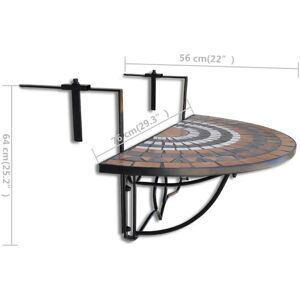 vidaXL 41126 Garden Table Semi-circular Terracotta White - Garden Table vidaXL 41126 Garden Table Semi-circular Terracotta White - Garden Table