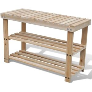 vidaXL Solid Fir Wood 2-in-1 Shoe Rack with Bench - Shoe Rack vidaXL Solid Fir Wood 2-in-1 Shoe Rack with Bench - Shoe Rack