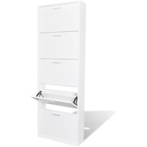 vidaXL White Wooden Shoe Cabinet with 5 Compartments - Shoe Storage Furniture vidaXL White Wooden Shoe Cabinet with 5 Compartments - Shoe Storage Furniture