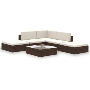 vidaXL Garden Lounge Set with Cushions Poly Rattan - Brown vidaXL Garden Lounge Set with Cushions Poly Rattan - Brown