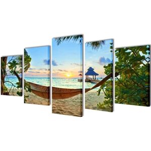 vidaXL Canvas Wall Print Set Sand Beach with Hammock - Decorative set vidaXL Canvas Wall Print Set Sand Beach with Hammock - Decorative set