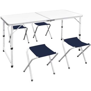vidaXL Foldable Camping Table Set with 4 Stools vidaXL Foldable Camping Table Set with 4 Stools