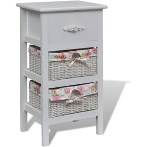 vidaXL Side cabinet - 1 drawer, 2 baskets, White - Side cabinet vidaXL Side cabinet - 1 drawer, 2 baskets, White - Side cabinet