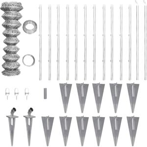 vidaXL Galvanised Chain-Link Fence with Anchor Spike for Post 25x1.5m Barrier - Fence vidaXL Galvanised Chain-Link Fence with Anchor Spike for Post 25x1.5m Barrier - Fence