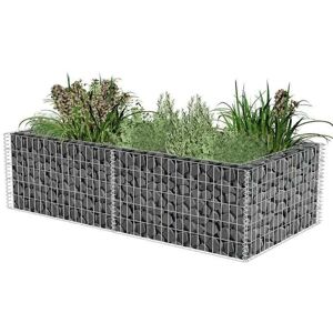 vidaXL Galvanised Steel Gabion Planter 180x90x50cm - Garden Decor vidaXL Galvanised Steel Gabion Planter 180x90x50cm - Garden Decor