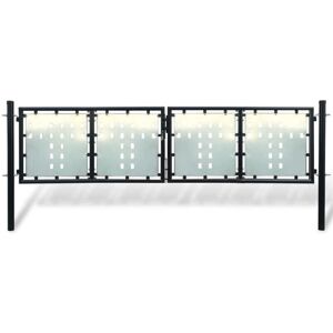 vidaXL Double Door Fence Gate 300x150cm Black with Lock - Garden Fence vidaXL Double Door Fence Gate 300x150cm Black with Lock - Garden Fence