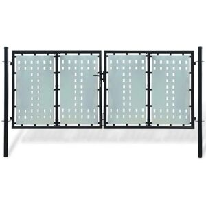 vidaXL Double Door Fence Gate 300x175cm Black - Fence Gate vidaXL Double Door Fence Gate 300x175cm Black - Fence Gate
