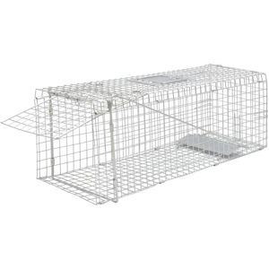 vidaXL 80 cm Humane Animal Trap Galvanised Steel Cage vidaXL 80 cm Humane Animal Trap Galvanised Steel Cage