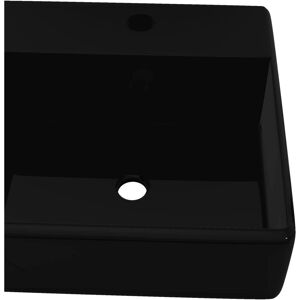 vidaXL Black Ceramic Washbasin with Overflow Hole - Washbasin vidaXL Black Ceramic Washbasin with Overflow Hole - Washbasin