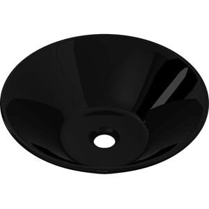vidaXL Ceramic Washbasin Black Round - Bathroom Sink vidaXL Ceramic Washbasin Black Round - Bathroom Sink