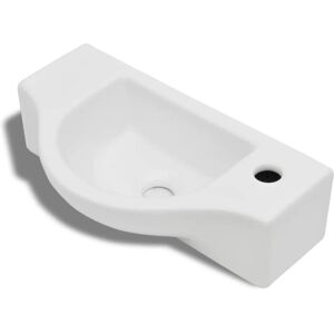 vidaXL Ceramic Bathroom Sink Basin with Faucet Hole White - Bathroom Sink vidaXL Ceramic Bathroom Sink Basin with Faucet Hole White - Bathroom Sink